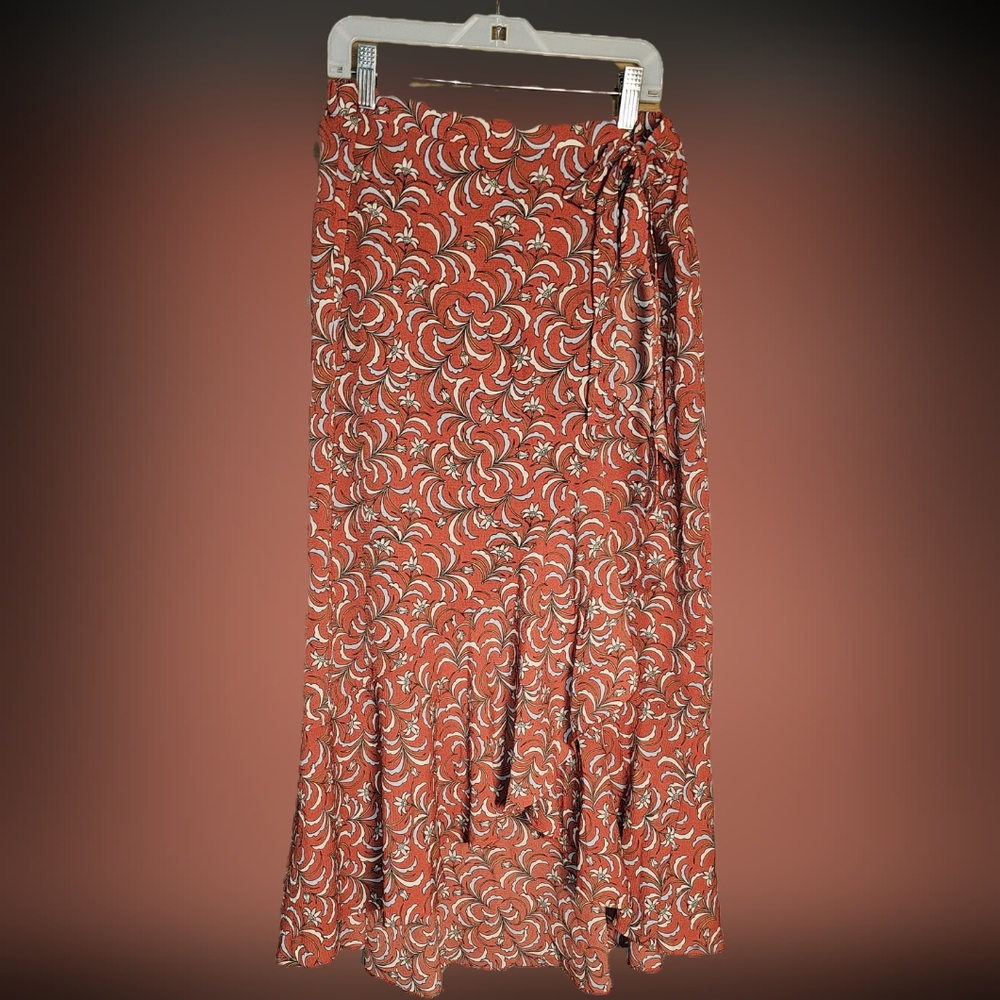 Max Studio Rust Floral Maxi Skirt